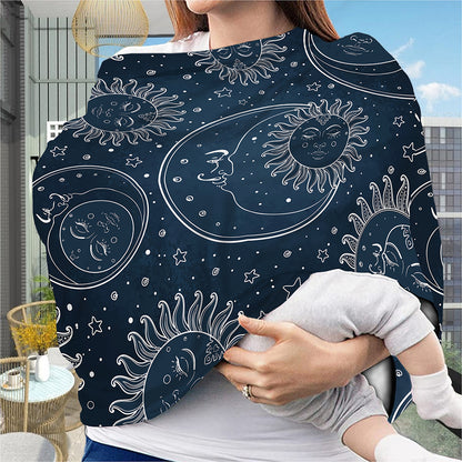 Vintage Sun And Moon Pattern Print Baby Seat Cover