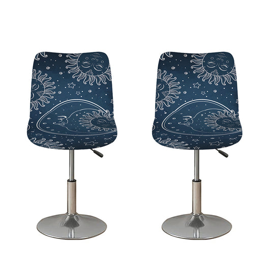 Vintage Sun And Moon Pattern Print Bar Stool Covers