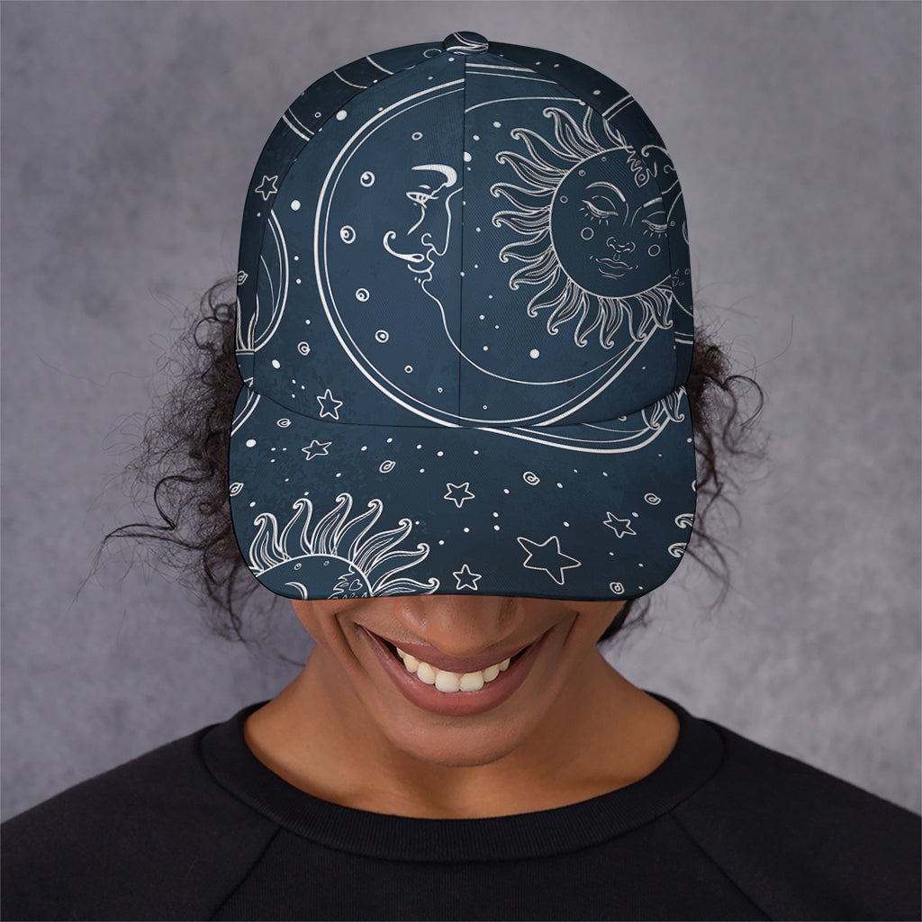 Vintage Sun And Moon Pattern Print Baseball Cap