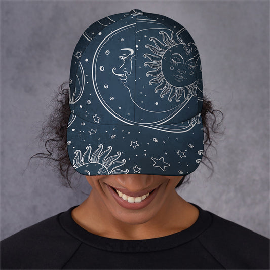 Vintage Sun And Moon Pattern Print Baseball Cap