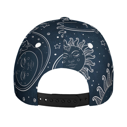 Vintage Sun And Moon Pattern Print Baseball Cap