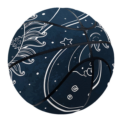 Vintage Sun And Moon Pattern Print Basketball
