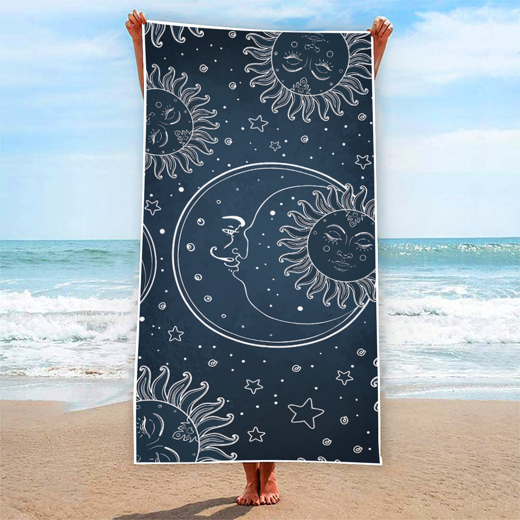 Vintage Sun And Moon Pattern Print Beach Towel