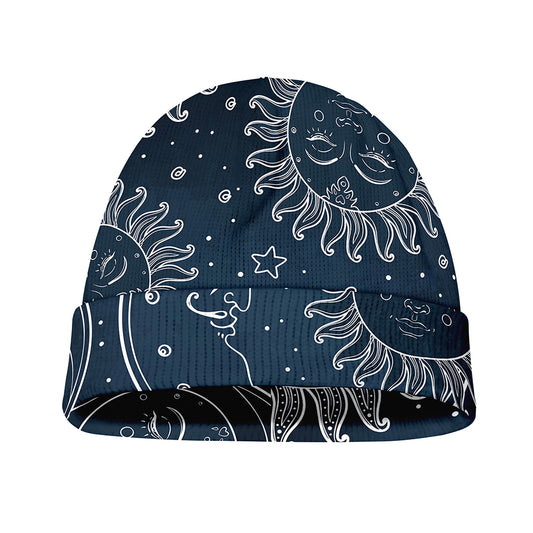 Vintage Sun And Moon Pattern Print Beanie