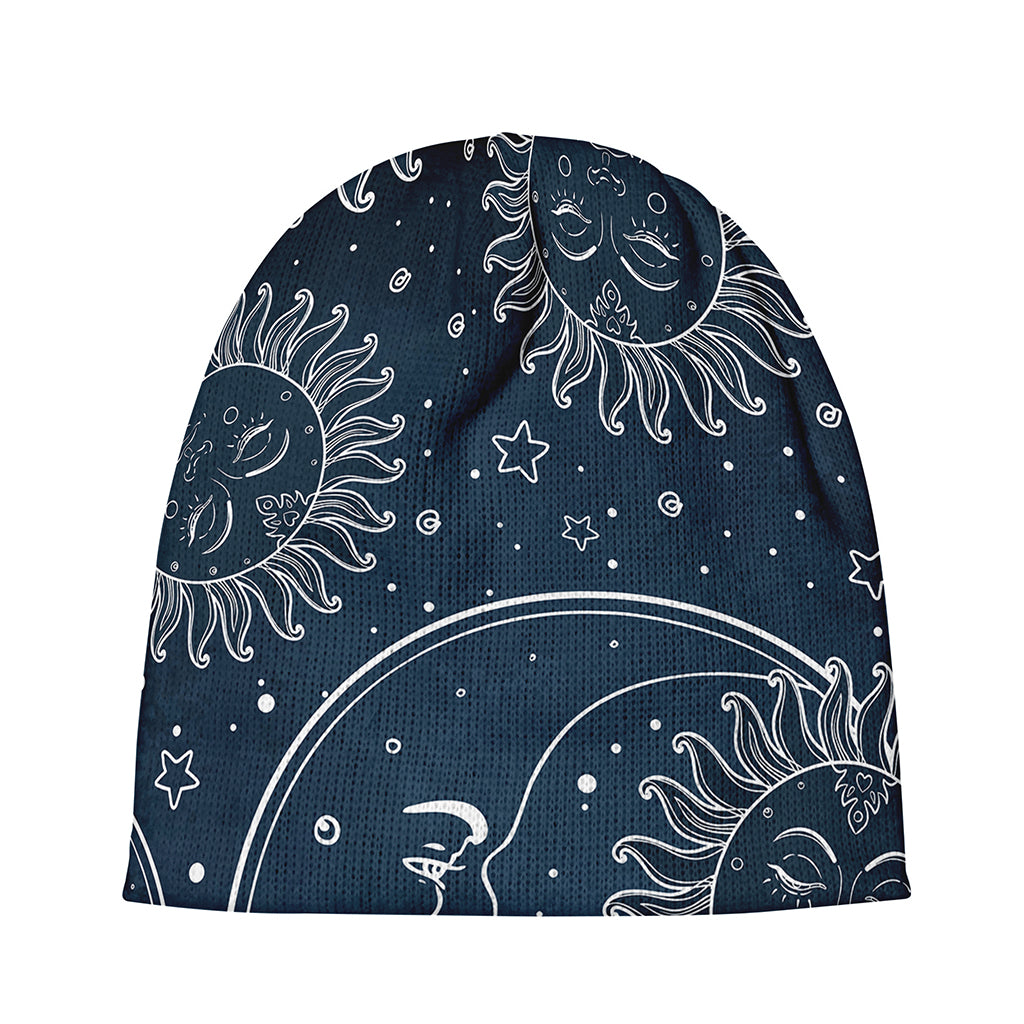 Vintage Sun And Moon Pattern Print Beanie