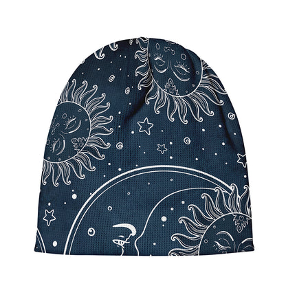 Vintage Sun And Moon Pattern Print Beanie
