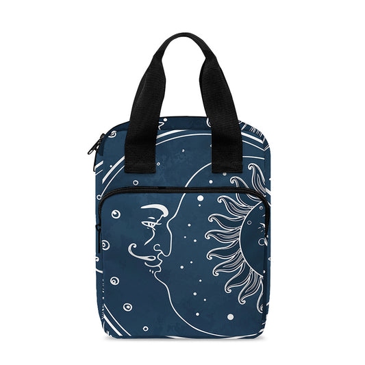 Vintage Sun And Moon Pattern Print Bible Tote Bag