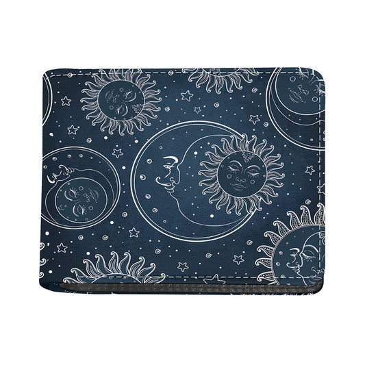 Vintage Sun And Moon Pattern Print Bifold Wallet