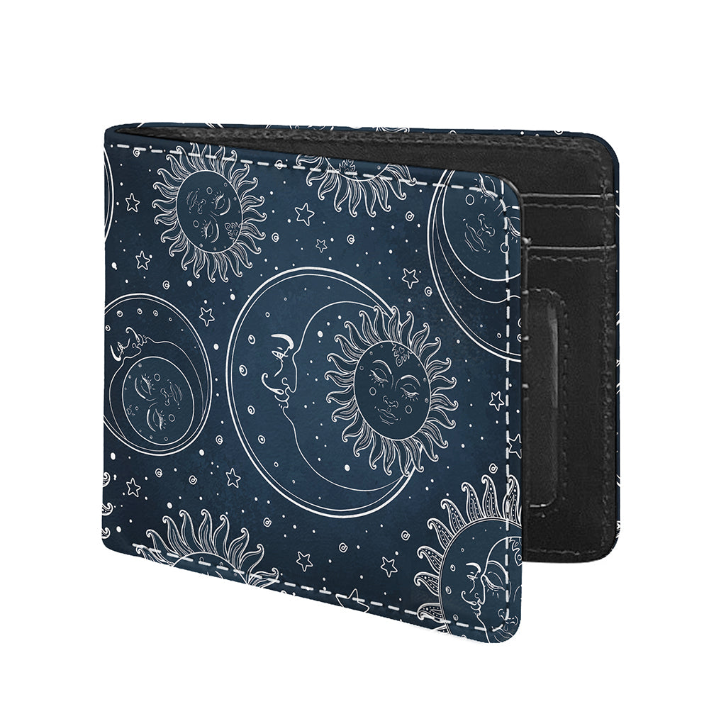 Vintage Sun And Moon Pattern Print Bifold Wallet