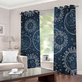 Vintage Sun And Moon Pattern Print Dimout Grommet Curtains