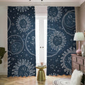 Vintage Sun And Moon Pattern Print Dimout Pencil Pleat Curtains