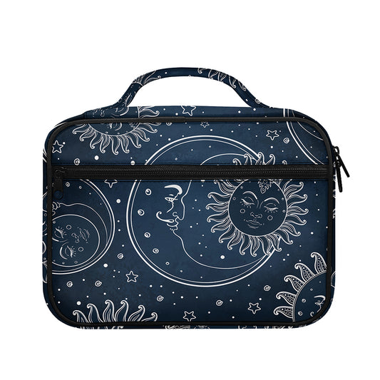 Vintage Sun And Moon Pattern Print Briefcase Bible Bag