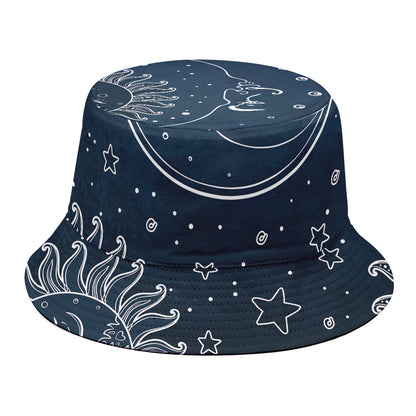 Vintage Sun And Moon Pattern Print Bucket Hat