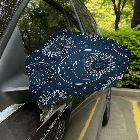Vintage Sun And Moon Pattern Print Car Side Mirror Covers