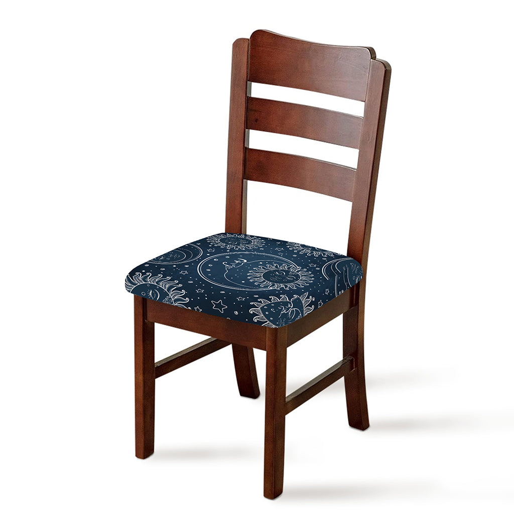 Vintage Sun And Moon Pattern Print Chair Cushion Cover