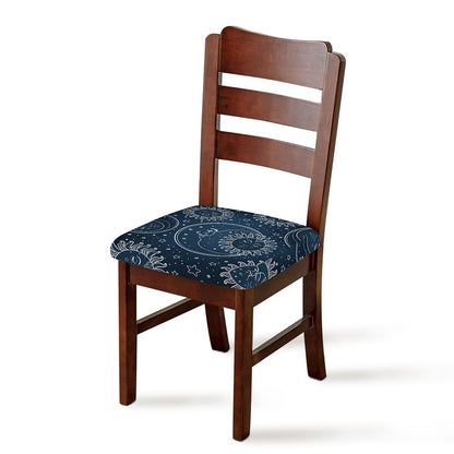 Vintage Sun And Moon Pattern Print Chair Cushion Cover