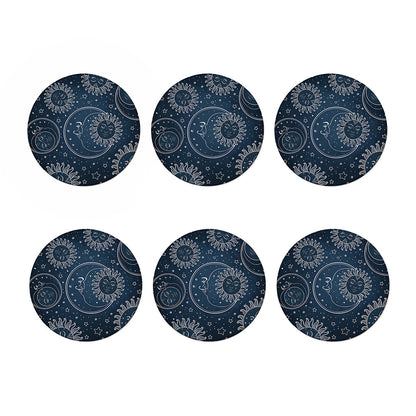 Vintage Sun And Moon Pattern Print Coaster Set