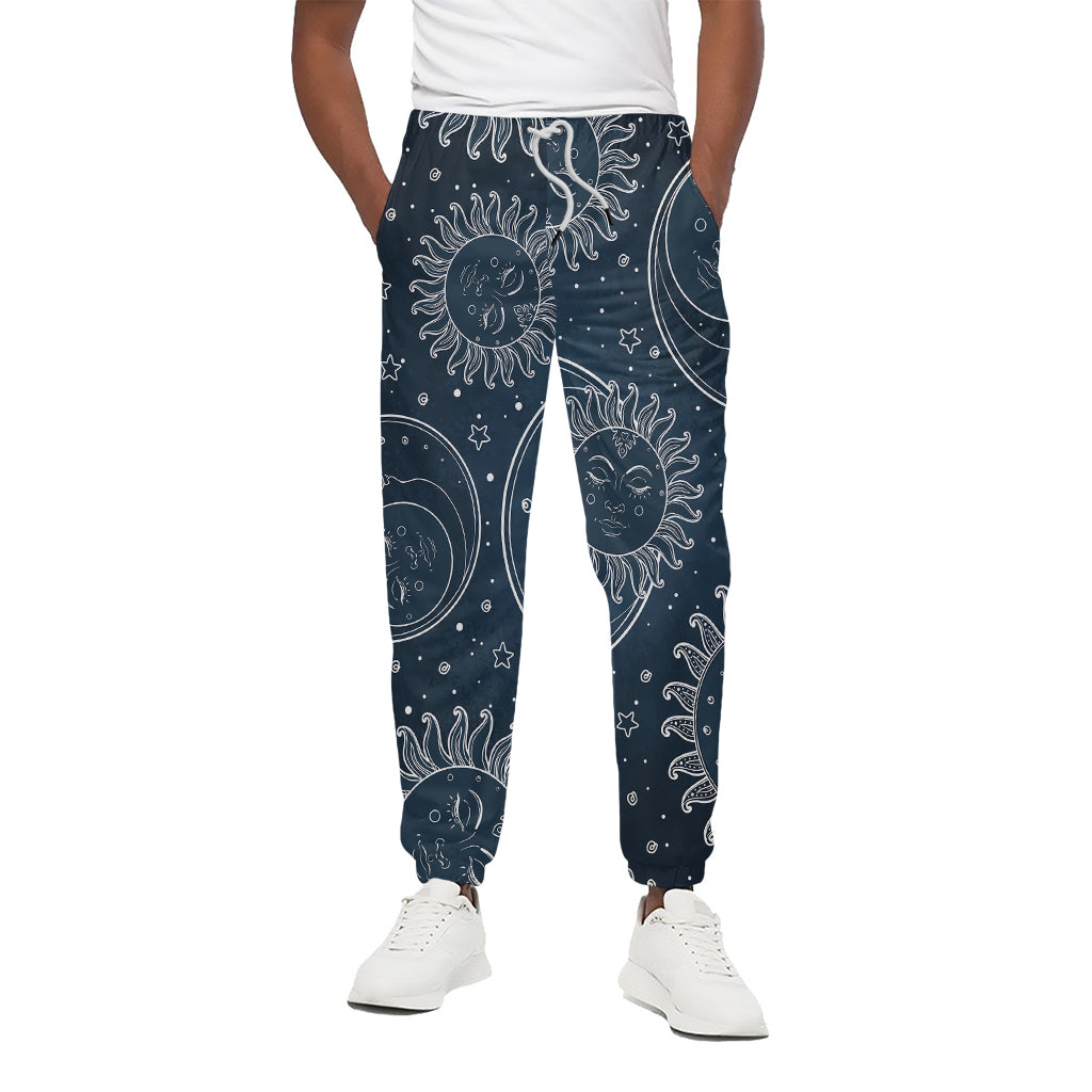 Vintage Sun And Moon Pattern Print Cotton Pants