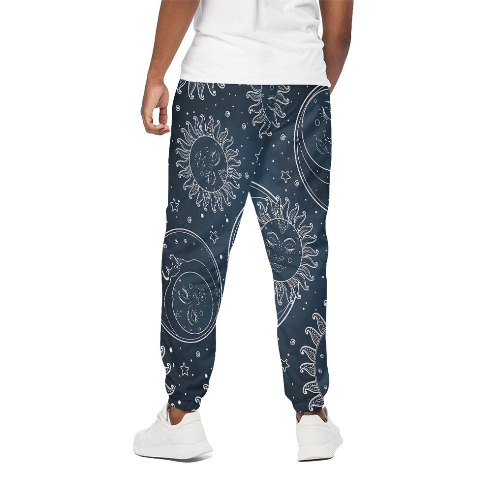 Vintage Sun And Moon Pattern Print Cotton Pants