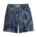 Vintage Sun And Moon Pattern Print Cotton Shorts