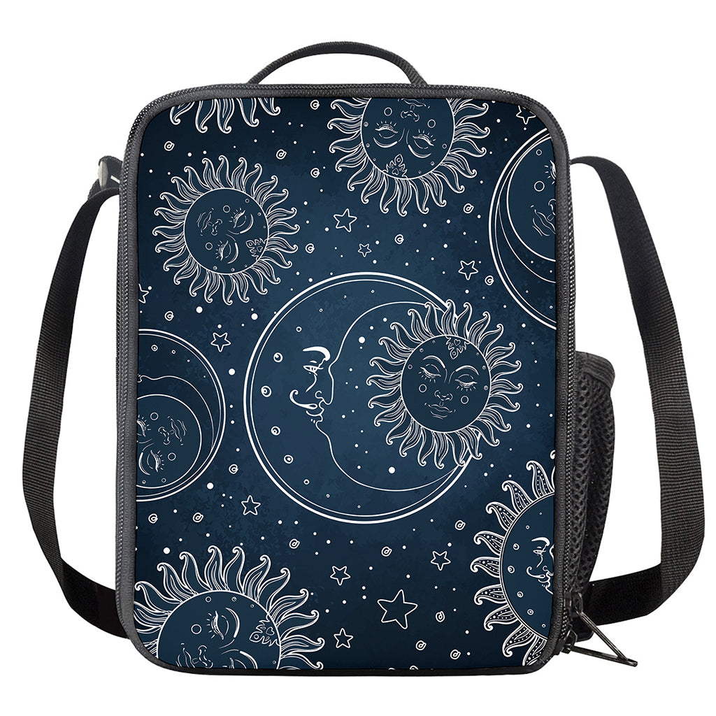 Vintage Sun And Moon Pattern Print Crossbody Lunch Bag