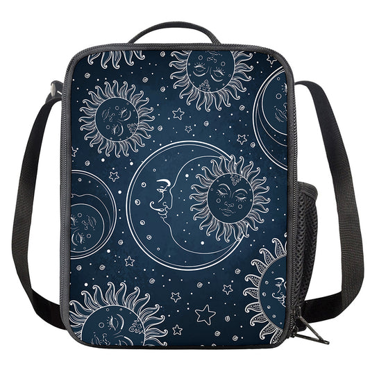 Vintage Sun And Moon Pattern Print Crossbody Lunch Bag