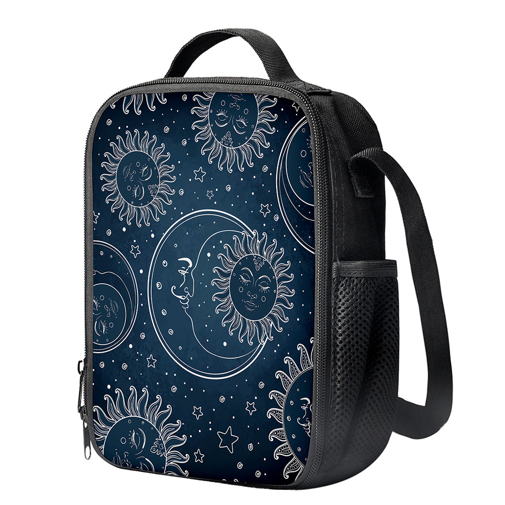 Vintage Sun And Moon Pattern Print Crossbody Lunch Bag