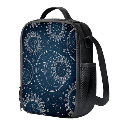 Vintage Sun And Moon Pattern Print Crossbody Lunch Bag