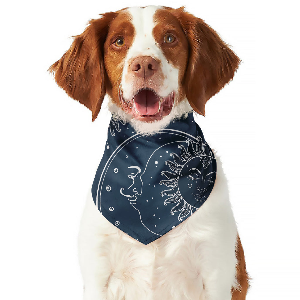 Vintage Sun And Moon Pattern Print Dog Bandana