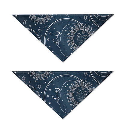 Vintage Sun And Moon Pattern Print Dog Bandana