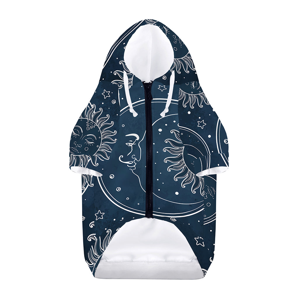 Vintage Sun And Moon Pattern Print Dog Zip Up Hoodie
