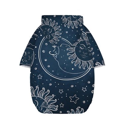 Vintage Sun And Moon Pattern Print Dog Zip Up Hoodie