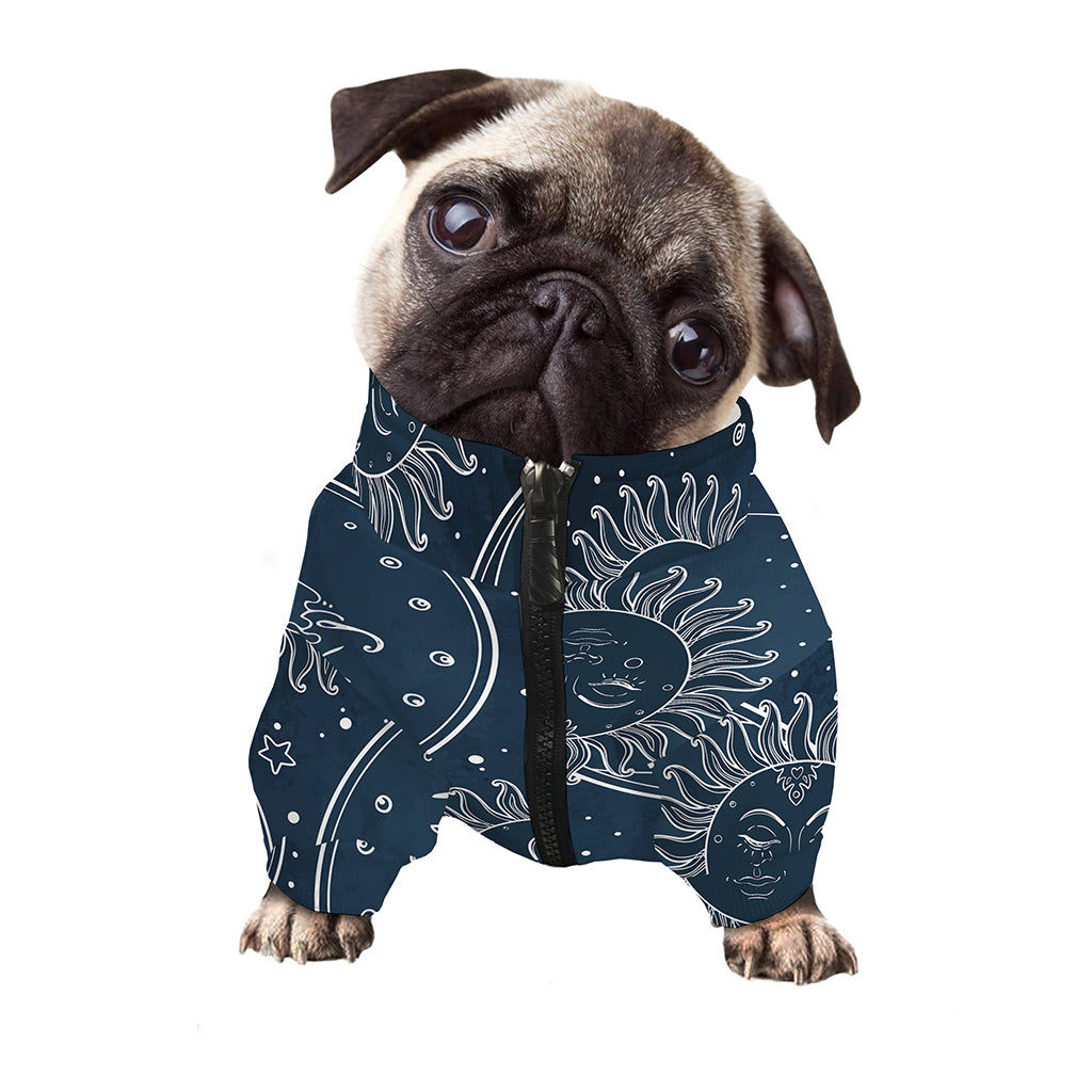 Vintage Sun And Moon Pattern Print Dog Zip Up Jacket