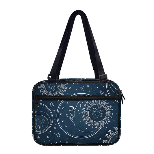 Vintage Sun And Moon Pattern Print Double Strap Bible Bag