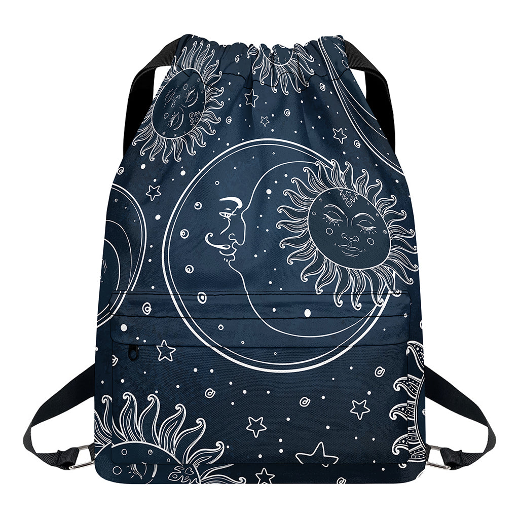 Vintage Sun And Moon Pattern Print Drawstring Backpack