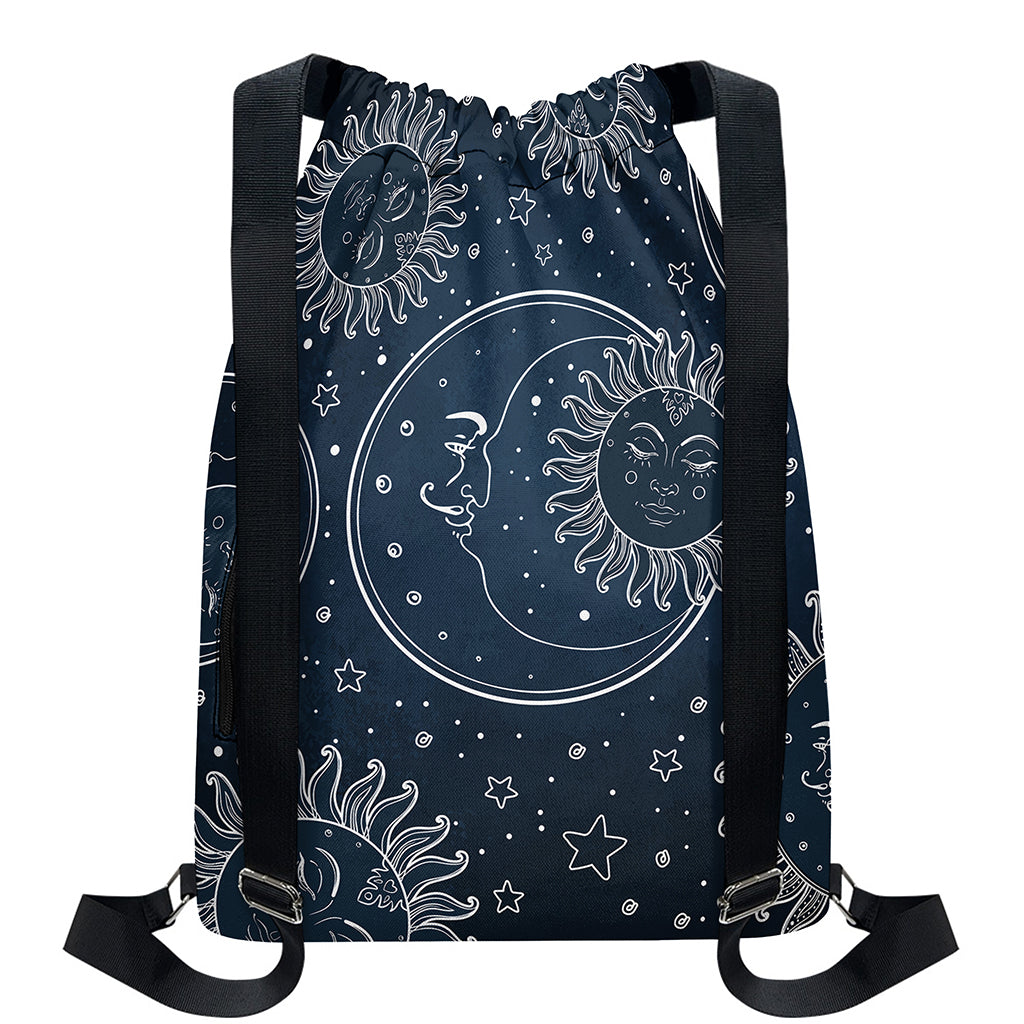 Vintage Sun And Moon Pattern Print Drawstring Backpack