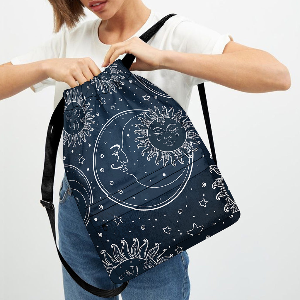 Vintage Sun And Moon Pattern Print Drawstring Backpack