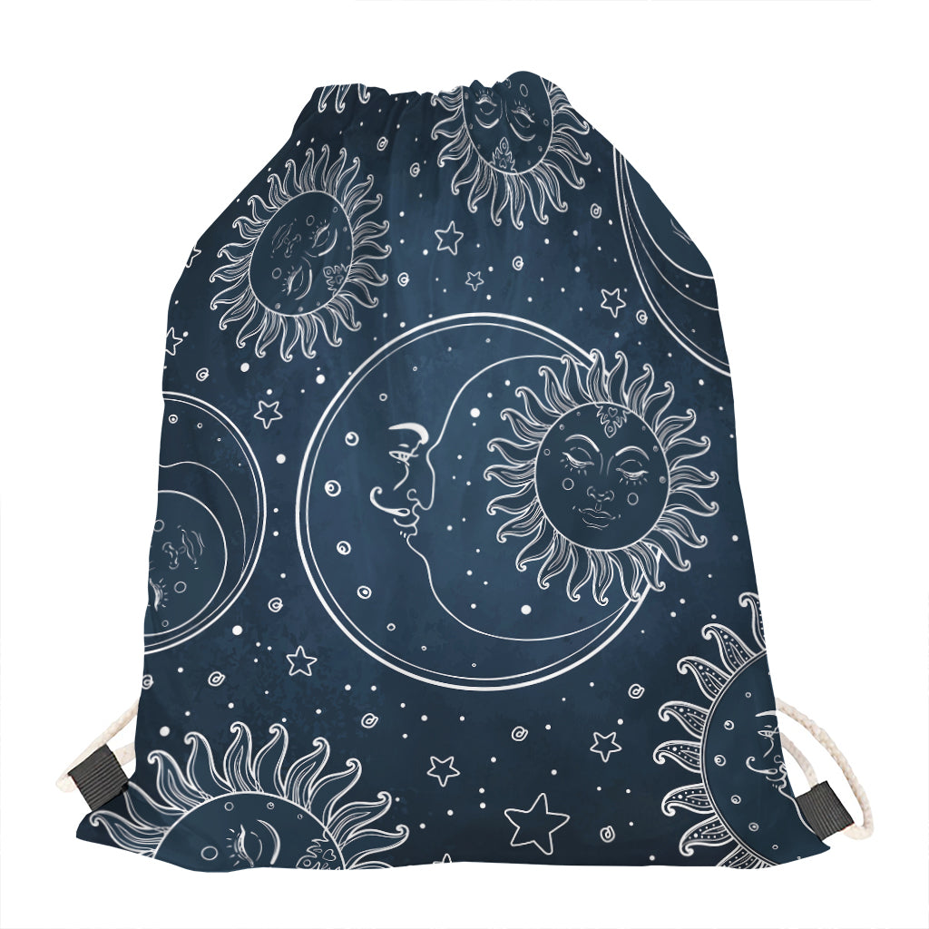 Vintage Sun And Moon Pattern Print Drawstring Bag
