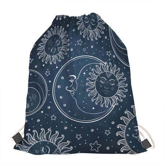 Vintage Sun And Moon Pattern Print Drawstring Bag