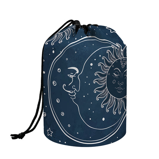 Vintage Sun And Moon Pattern Print Drawstring Makeup Bag