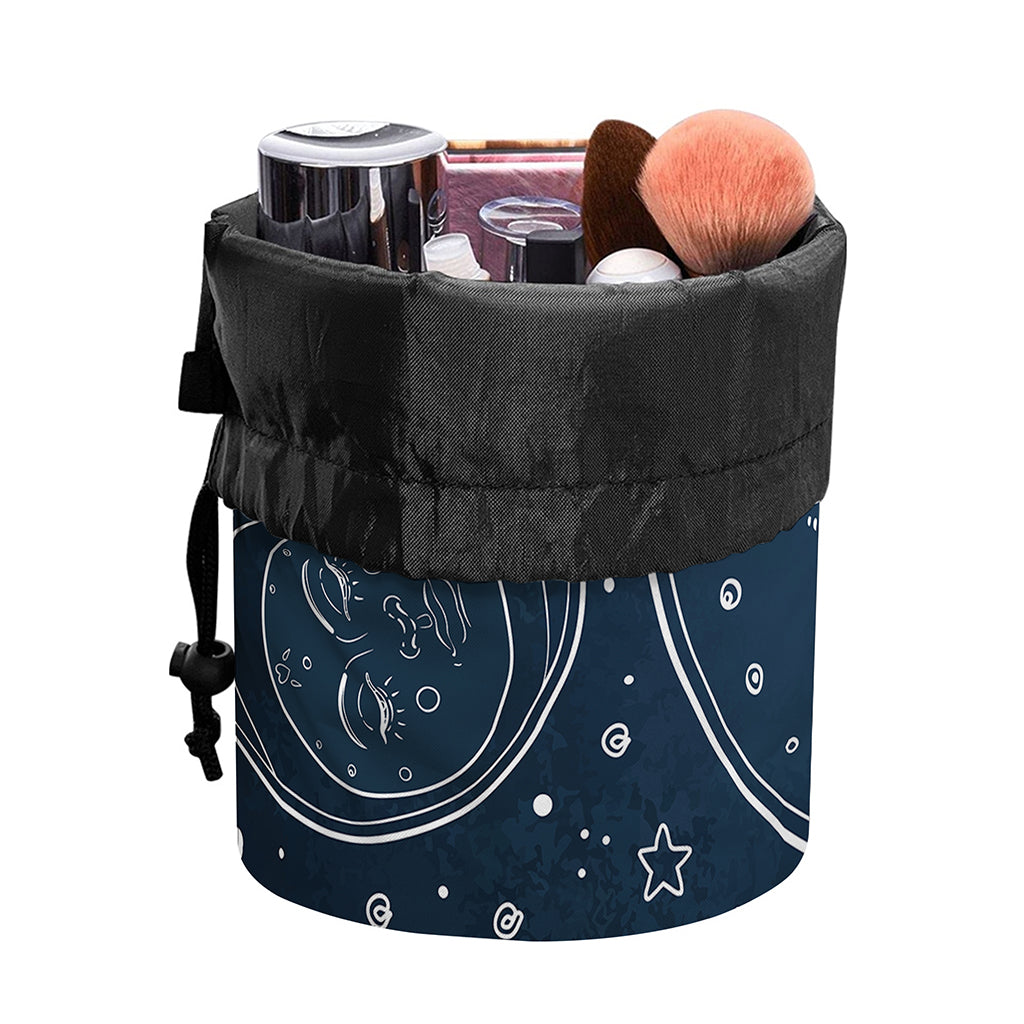 Vintage Sun And Moon Pattern Print Drawstring Makeup Bag