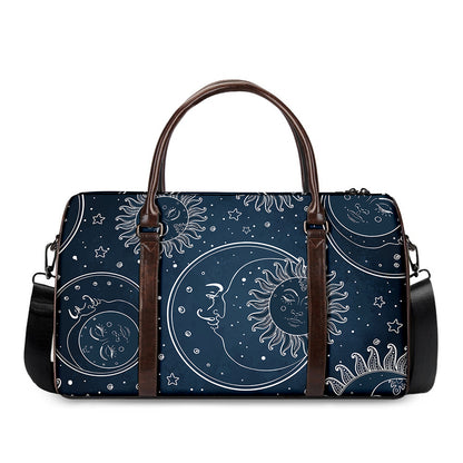 Vintage Sun And Moon Pattern Print Duffle Bag