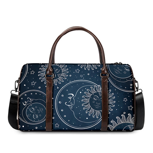 Vintage Sun And Moon Pattern Print Duffle Bag