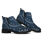 Vintage Sun And Moon Pattern Print Flat Ankle Boots