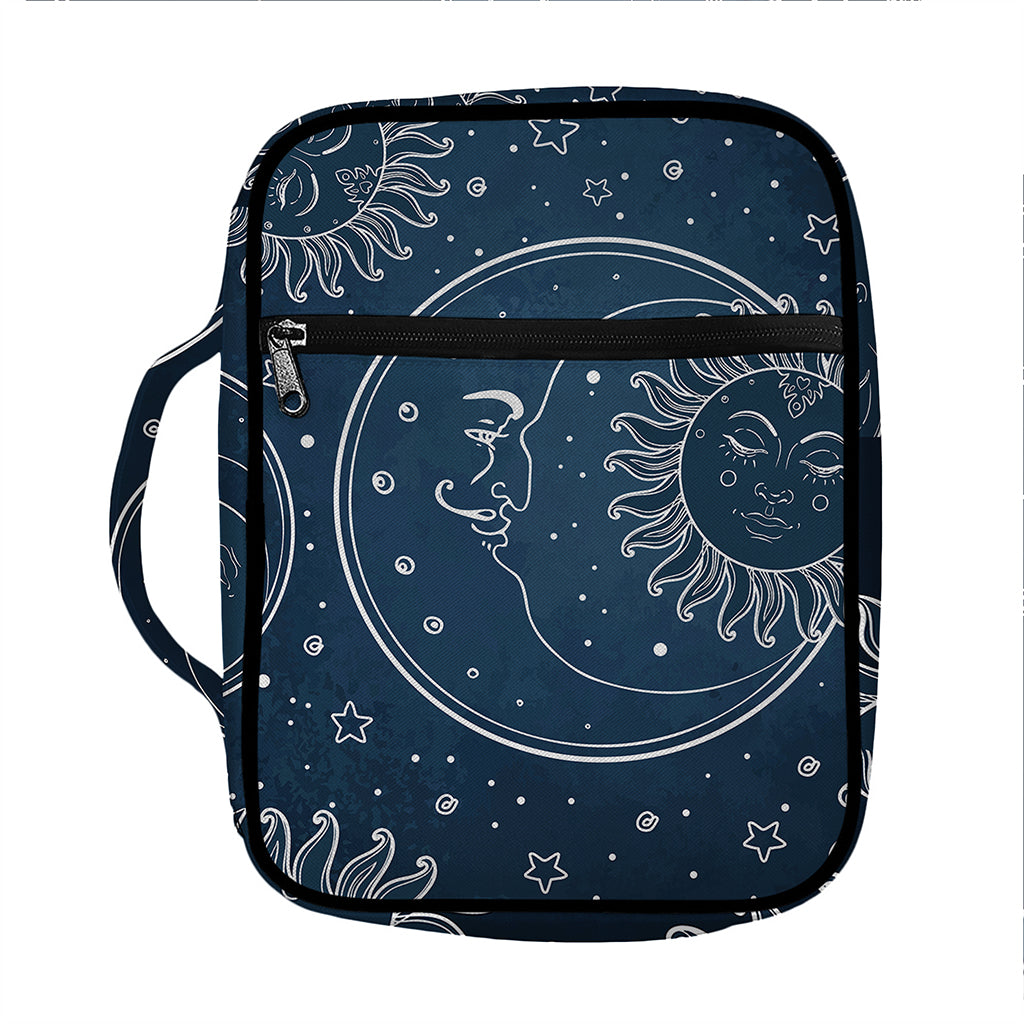 Vintage Sun And Moon Pattern Print Front Pocket Bible Bag