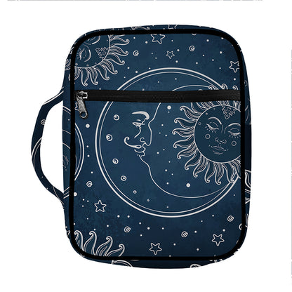 Vintage Sun And Moon Pattern Print Front Pocket Bible Bag