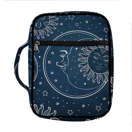 Vintage Sun And Moon Pattern Print Front Pocket Bible Bag