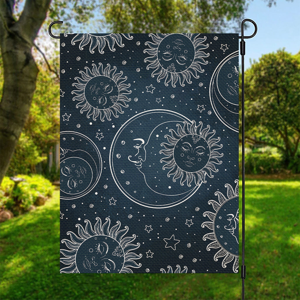 Vintage Sun And Moon Pattern Print Garden Flag