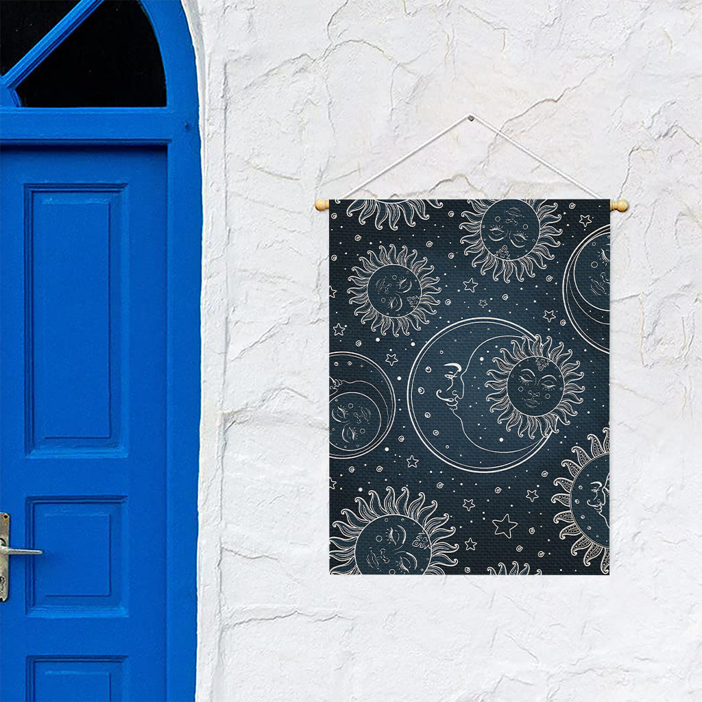 Vintage Sun And Moon Pattern Print Garden Flag