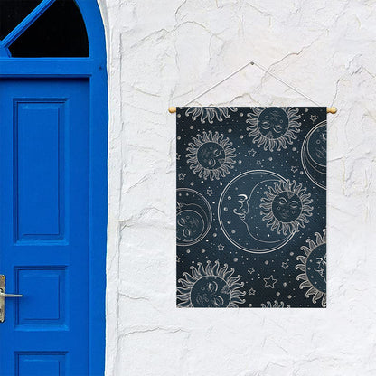 Vintage Sun And Moon Pattern Print Garden Flag